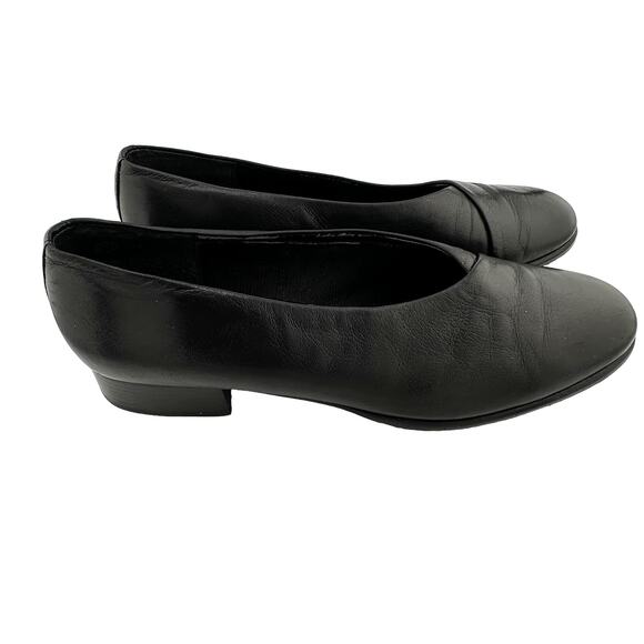 Unisa Black Leather Wood Block Heel Round Toe Women Size 9AA Narrow - Picture 4 of 6